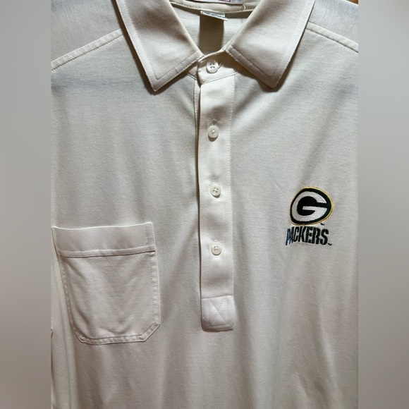 Vintage Large Green Bay Packer Antigua Men’s Coaches Polo Shirt EUC White JIT2 - Picture 2 of 6
